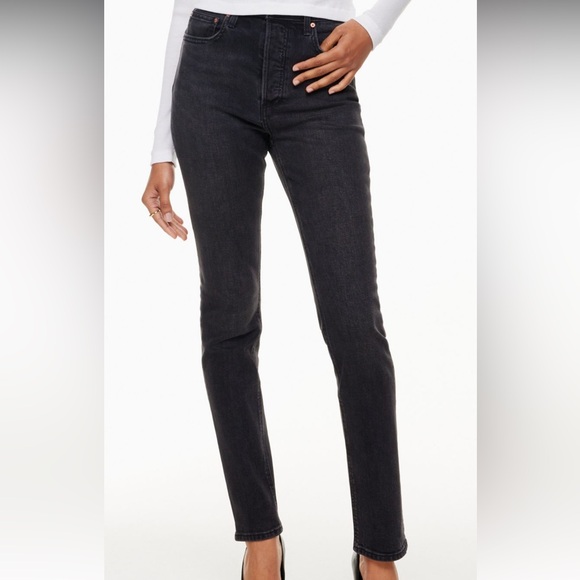 Aritzia Denim Forum Yoko high rise slim size 27 black - Picture 3 of 3